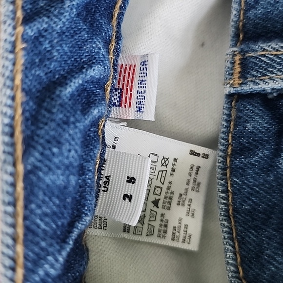 American Apparel High Waist Cuffed Denim Shorts Size 25 - Picture 9 of 11